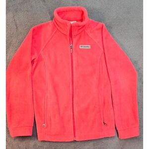 Columbia Girls Full Zip Fleece Jacket Coral Pink Youth Medium 10/12